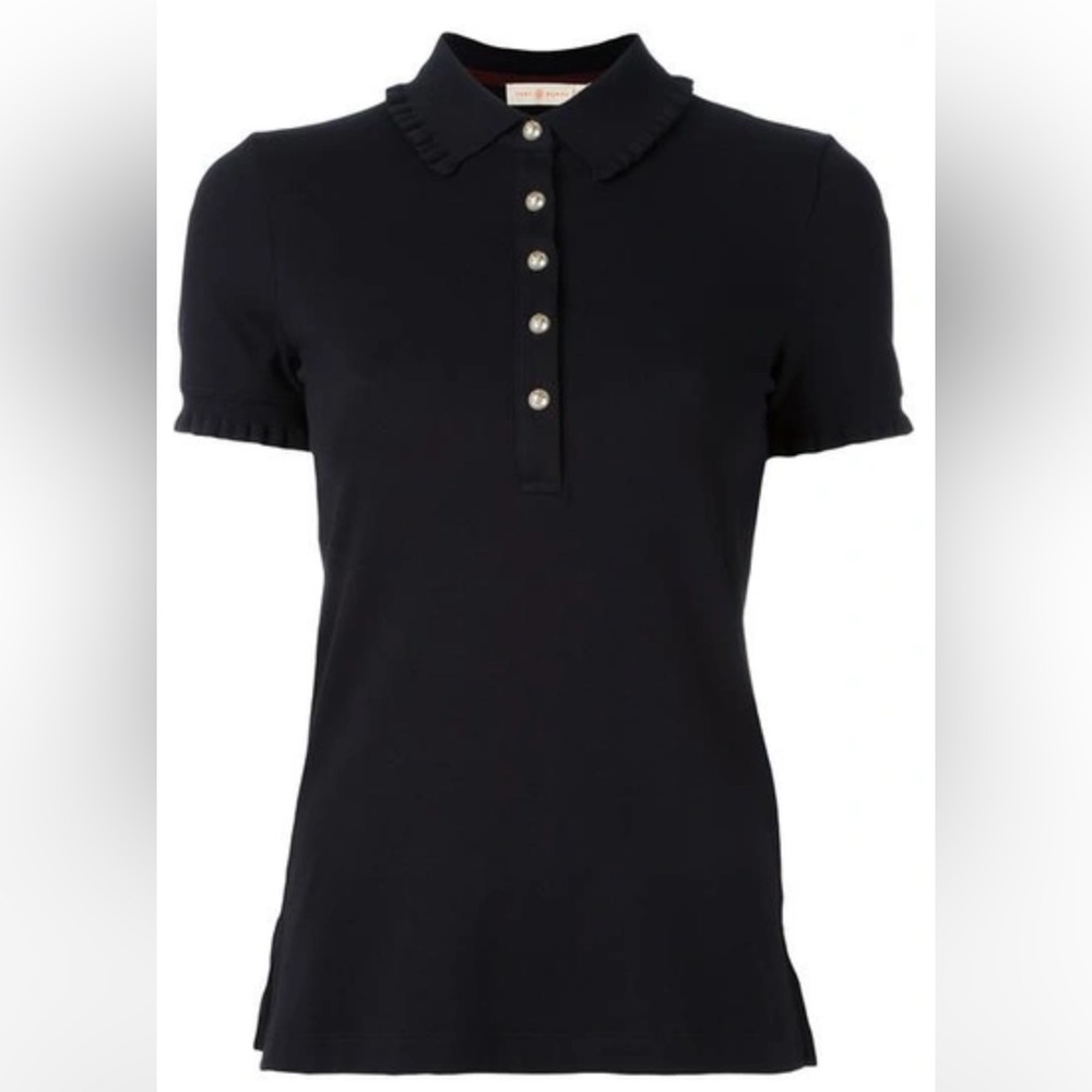 Tory Burch Lacey Polo Shirt In Black M